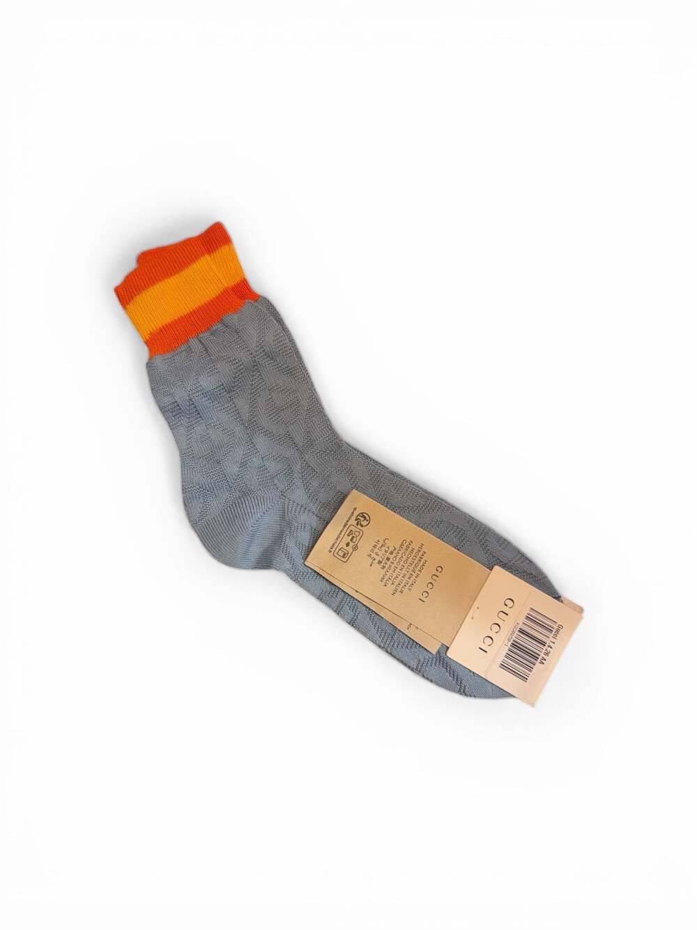 Gucci GG Monogram Socks in Bluette/Orange Web Ribbed Trim
